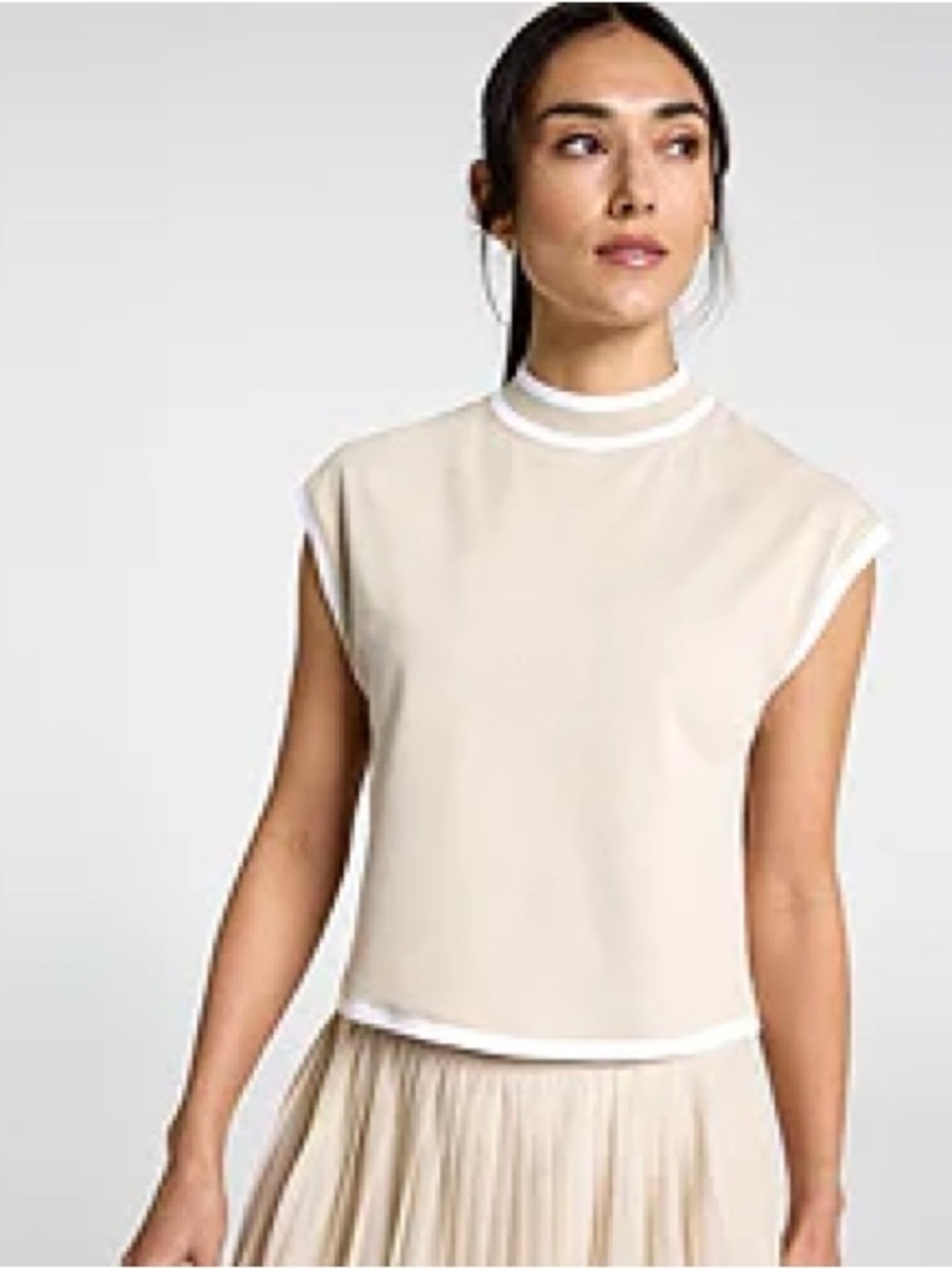 CALIA by Carrie Underwood Cream Sleeveless Mock-Neck Tank Size L NWT